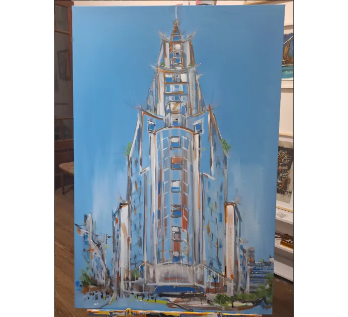 Ascensores de un edificio institucional porteño convertidos en nave planetaria, obra de Guillermo Weiss
